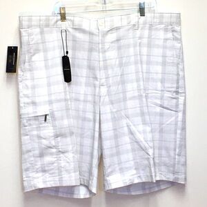 Greg Norman Techplaid Shorts Size 42 White Preppy Golf Tennis Resort Vacation